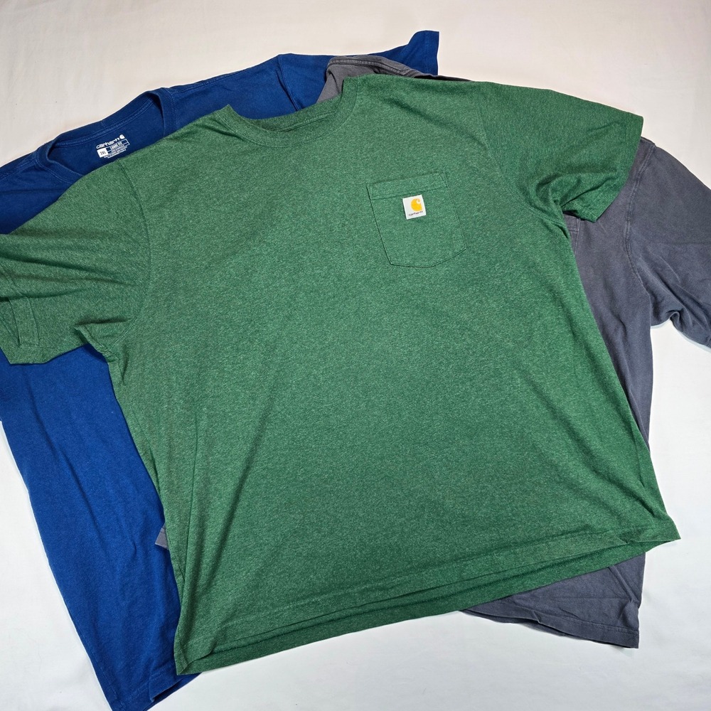 Carhartt K87 Loose Fit Pocket T-Shirt Bundle 3 Pack Mens 2XL Blue Green Gray